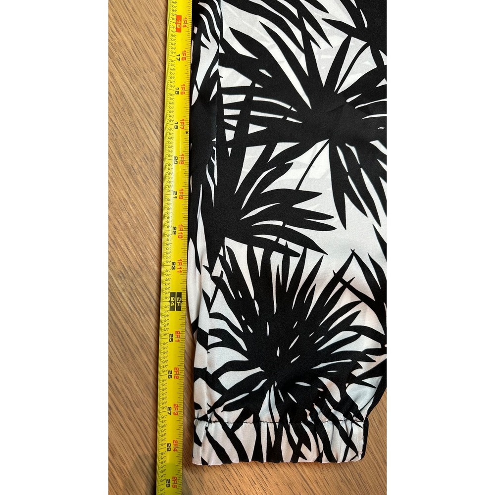 Michael Kors Pants Womens Size 4 Black White Tropical Jogger Drawstring - Picture 10 of 11